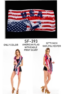 American Flag With Eagle Print Scarf