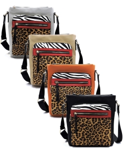 Package of 8 Pieces Leopard Zebra Colorblock Crossbody SL2692