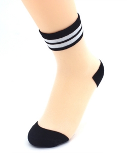 12 Pairs Stylish Stripe See-Thru Socks SO300007