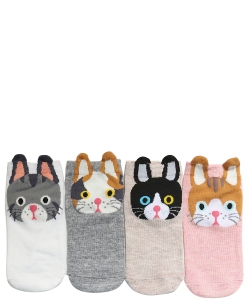 Set of 4 Assorted Color Cat No Show Socks SO320062