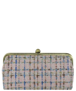 Tweed Kiss Lock Clutch Wallet TW208