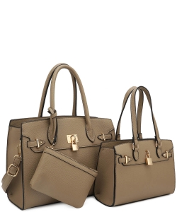 3in1 Plain Key Lock Design Tote Bag with Bag Set US-30067A