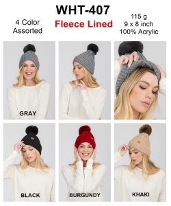 Cable Knit Winter Pom Beanie WHT407