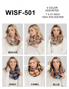 1 Dozen Assorted Color Infinity Scarf  WISF-501