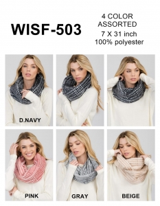 1 Dozen Assorted Color Infinity Scarf  WISF-503