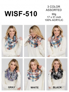 1 Dozen Assorted Color Infinity Scarf  WISF-510