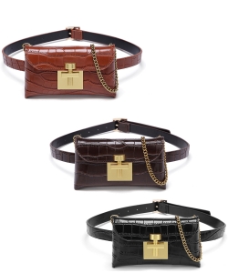 Package of 6 PIeces Crocodile Skin Convertible Waist Bag Crossbody WP003