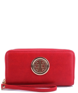 Fashion Logo Double Zip Around Wallet Wristlet WU0012L RED
