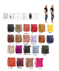 Fashion Multi Zip Pocket Cross Body Bag WU002
