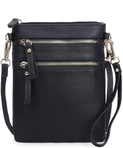 Fashion Multi Zip Pocket Cross Body Bag WU002 BLACK