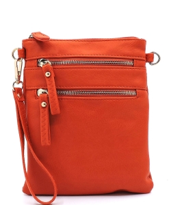 Fashion Multi Zip Pocket Cross Body Bag WU002 CARROT