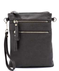 Fashion Multi Zip Pocket Cross Body Bag WU002 CHARCOALGRAY
