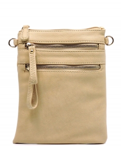 Fashion Multi Zip Pocket Cross Body Bag WU002 NUDE