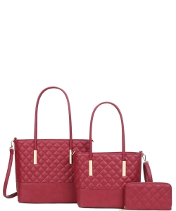 3n1 Quilted Tote Bag with Matching Wallet Set XC-8557-S