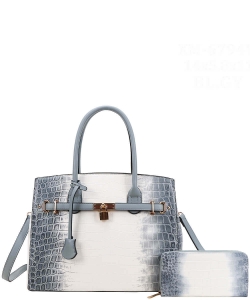 2in1 Tie-dyed Hot Crocodile Satchel Wallet Set XM-6794W