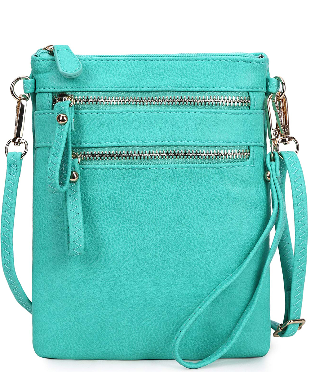 Solene Women's Faux Leather Organizer Multi Zipper Pockets Handbag With ...